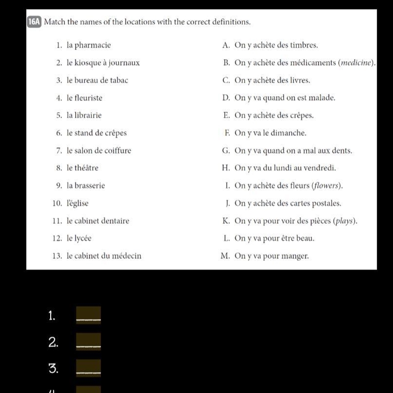 Match the names of the locations with the correct definition-example-1