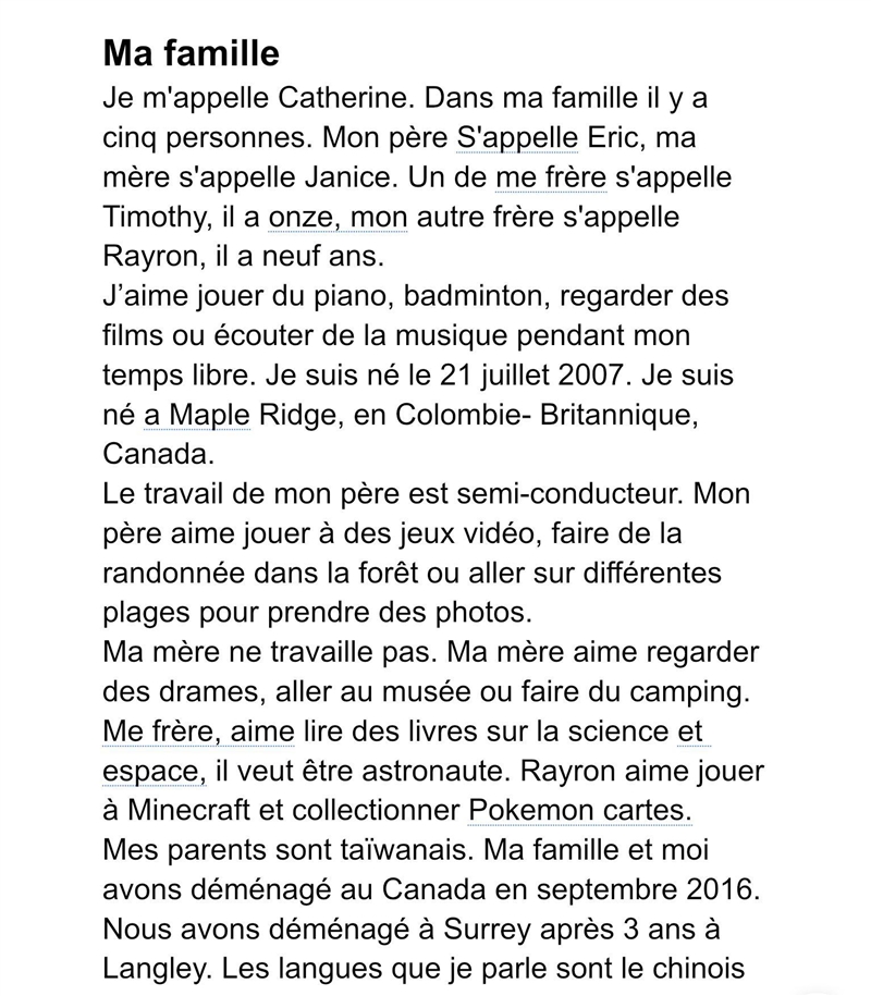 French Please help me check errors or grammar! Thank you-example-1