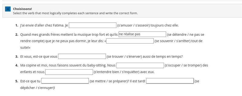 Choisissons! Select the verb that most logically completes each sentence and write-example-1