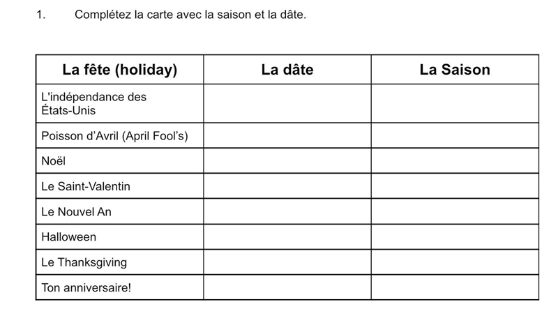 Complétez la carte avec la saison et la dâte.-example-1