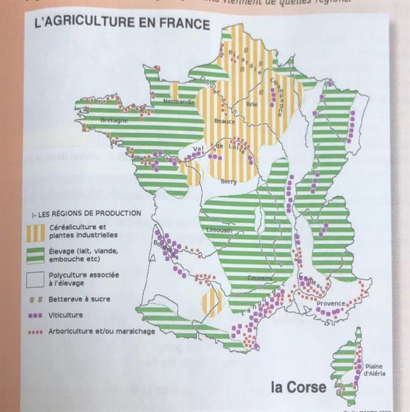 Using the map list a type a product or type of product for each location 1. -La Bretagne-example-1