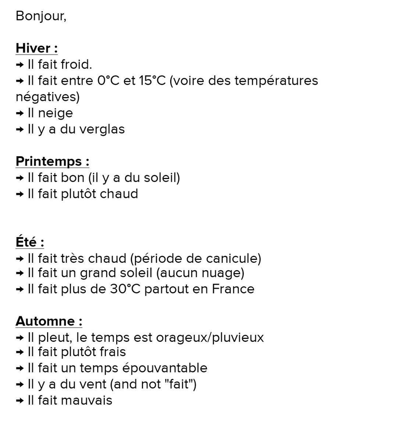 Directions: The students will describe the weather in French given different dates-example-1