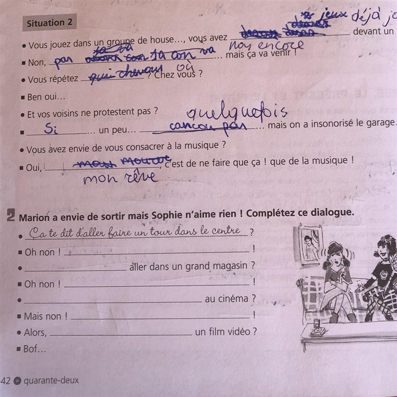 Bonjour, can you help me with my French homework !! Ex 2. Merci!-example-1