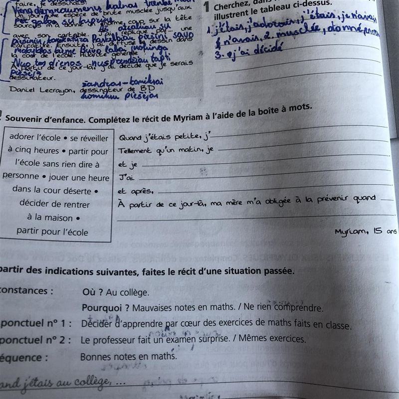 Bonjour can you please help me with my French homework Merci !!-example-1