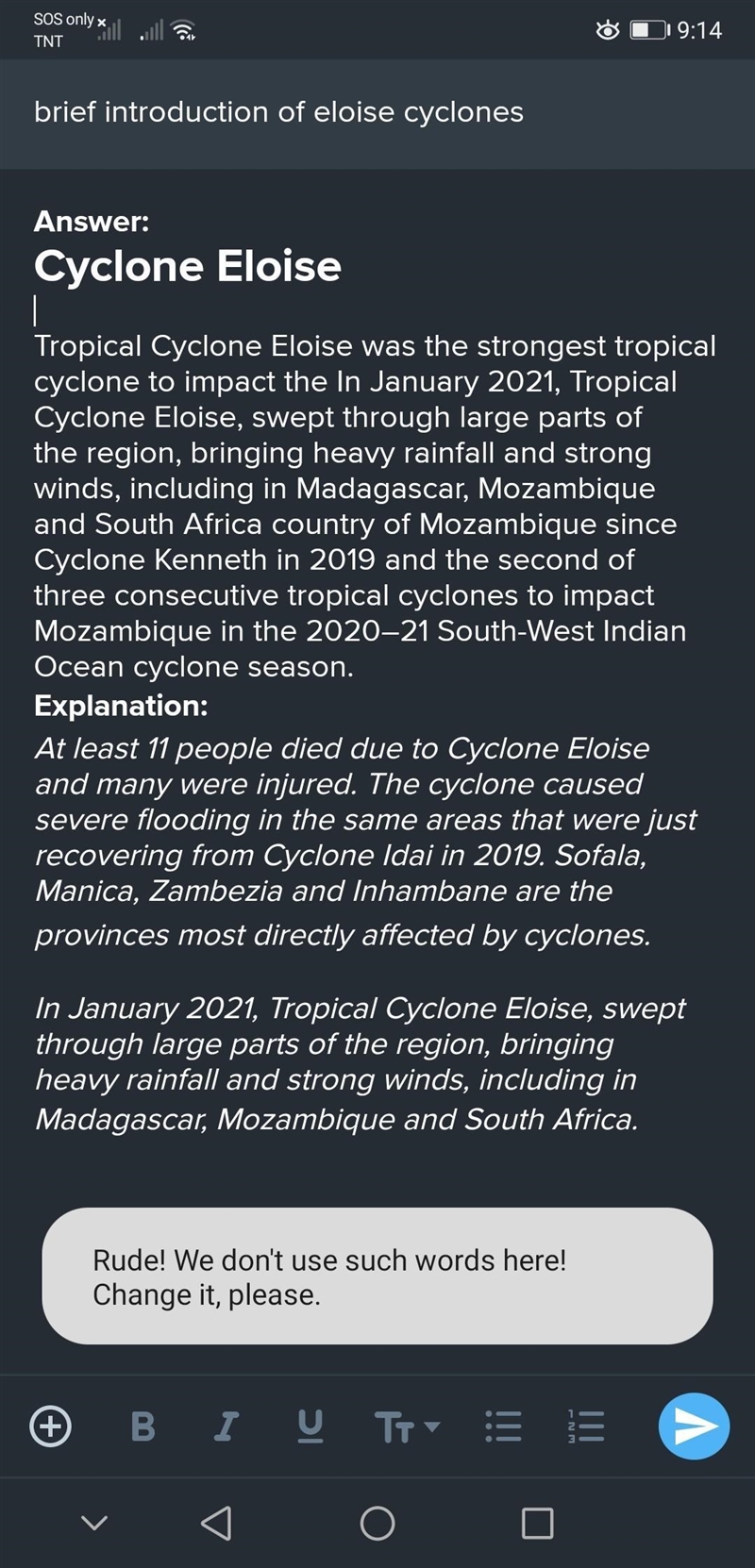 Brief introduction of eloise cyclones​-example-1