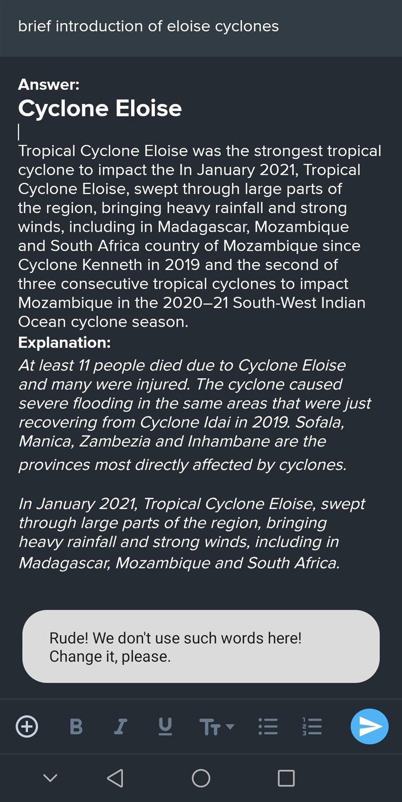 Introduction about cyclone eloise​-example-1