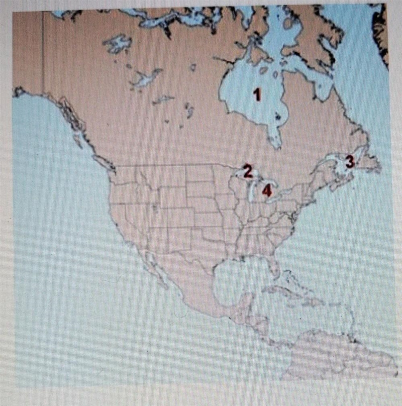 Help me out please!! On the following map, which body of water is labeled as #1? A-example-1