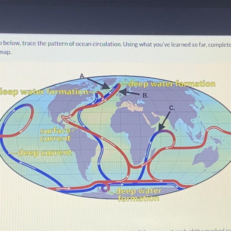 Describe how temperature and salinity affect the movement of the ocean at each of-example-1