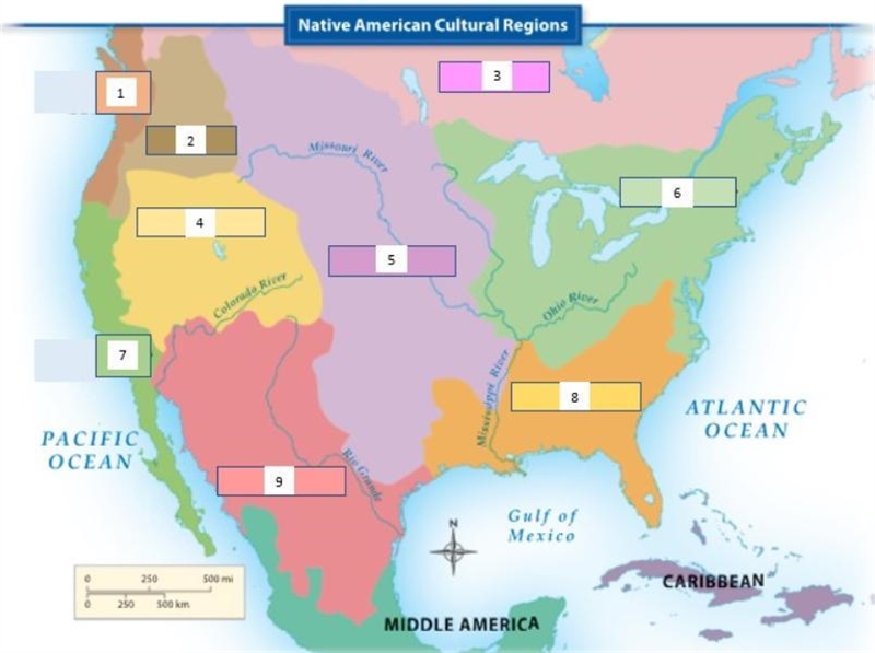 Match the Number (shown on the map) with the corresponding Region. Great Plains Region-example-1