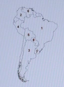 HELP ME OUT PLEASE!!!! What country is represented by the number 6 on the map? Venezuela-example-1