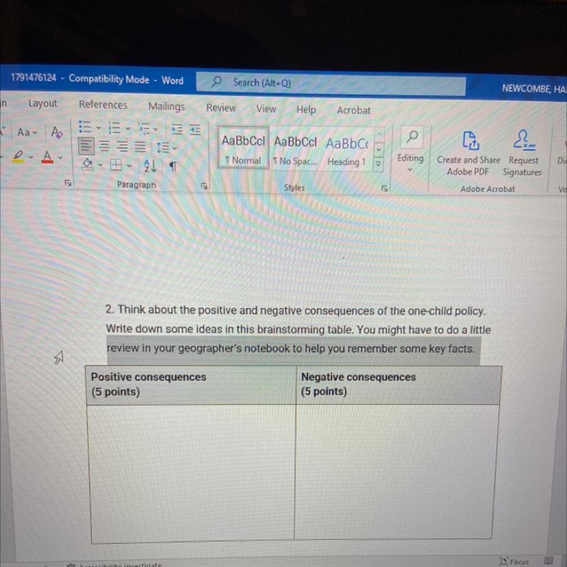 [20 pts] Think about the positive and negative consequences of the one-child policy-example-1