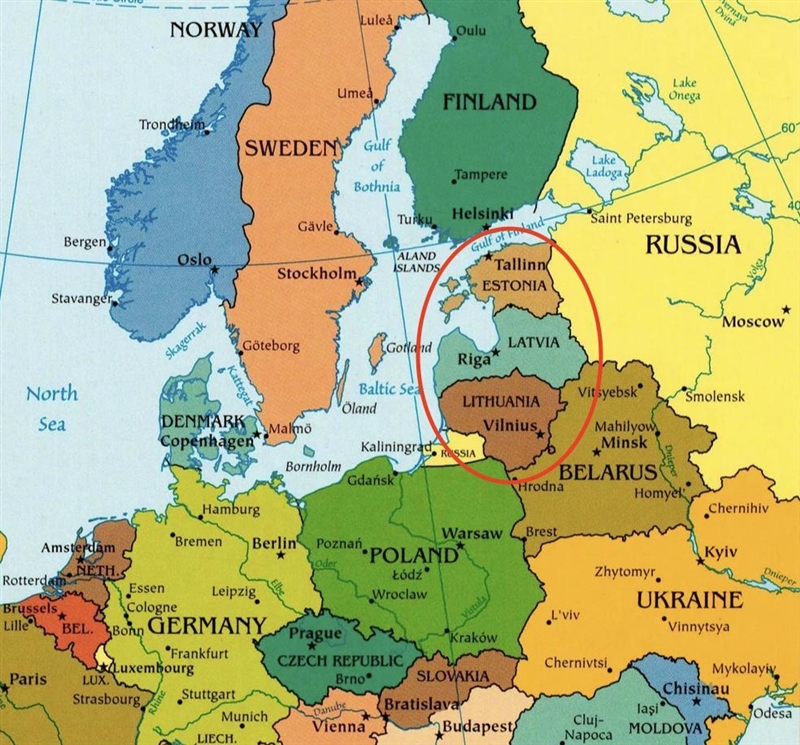 Which of the following are classified as the Baltic States? a. Latvia, Ukraine, Belarus-example-1