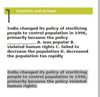 India changed its policy of sterilizing people to control population in 1996, primarily-example-1