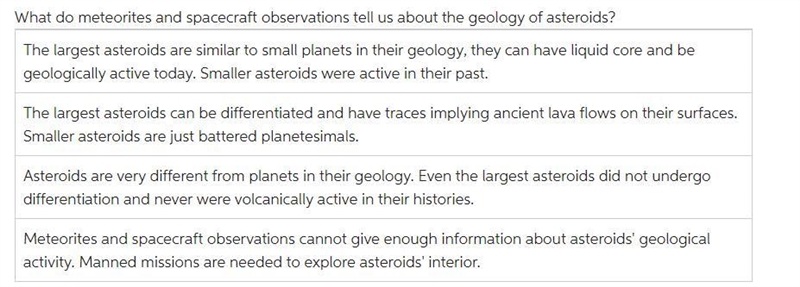 What do meteorites and spacecraft observations tell us about the geology of asteroids-example-1