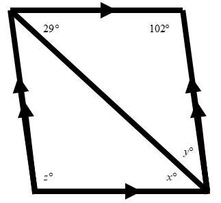 Enter the values of the variables in the parallelogram. The diagram is not to scale-example-1