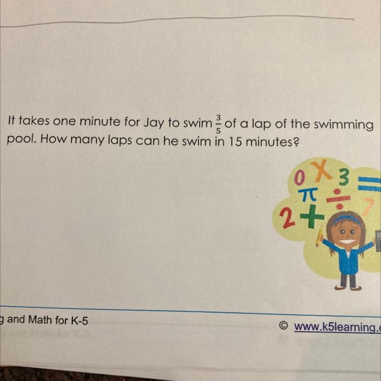 3. It takes one minute for Jay to swim of a lap of the swimming pool. How many laps-example-1