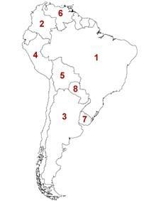 What country is represented by the number 1 on the map? A) Venezuela B) Colombia C-example-1