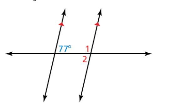 Use the figure to find the measures of ∠1 and ∠2. ∠1= ° ∠2= °-example-1