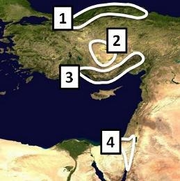 Which of the following landforms are labeled incorrectly? Number 1 – the Pontic Mountains-example-1