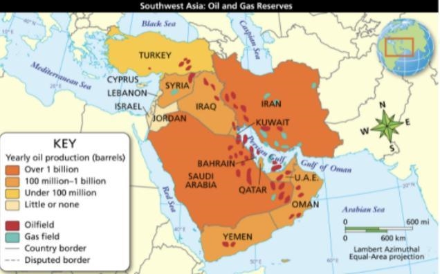 Which waterway is likely the most used for shipping oil from the region? the Black-example-1