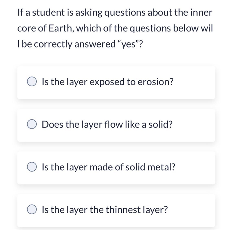 If a student is asking questions about the inner core of Earth, which of the questions-example-1