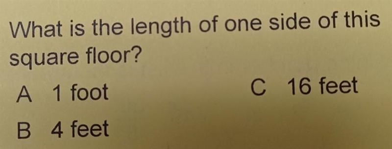 What is the lenght of one side of this square floor​-example-1