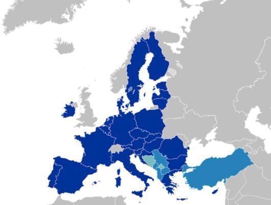 The countries shown on the map represent what supranational organization? A. NATO-example-1