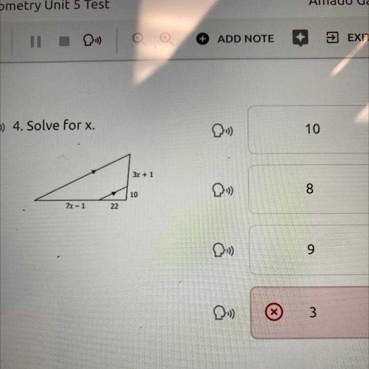 Aw) 4. Solve for x. 3x + 1 10 7x-1 22-example-1