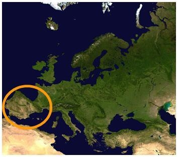 Spain and Portugal (circled on the map above) are located on the __________ Peninsula-example-1