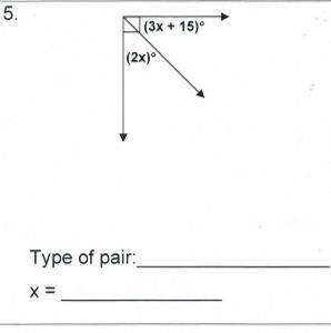 What is the type of angle pair and solve for 'x'-example-1