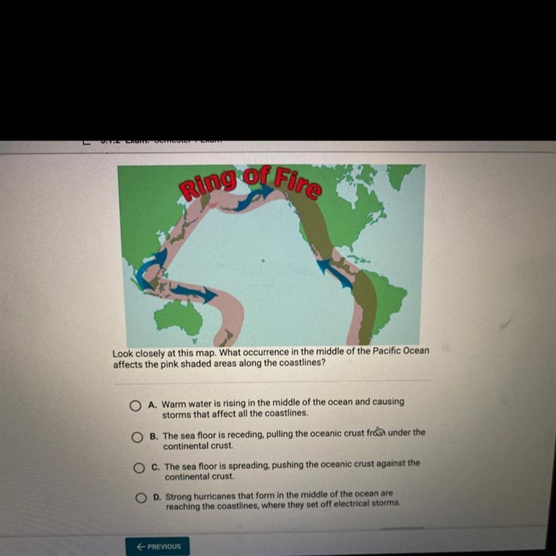 HELPPP ASAP. Look closely at this map. What occurrence in the middle of the Pacific-example-1