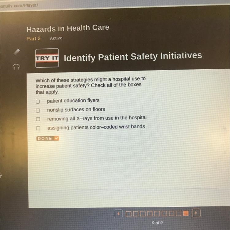 Which of these strategies might a hospital use to increase patient safety? Check all-example-1