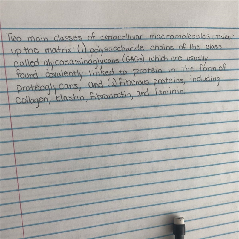 List and describe the components of the extracellular matrix as well as the 3 kinds-example-1