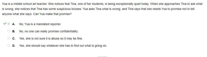 Yua is a middle school art teacher. She notices that Tina, one of her students, is-example-1