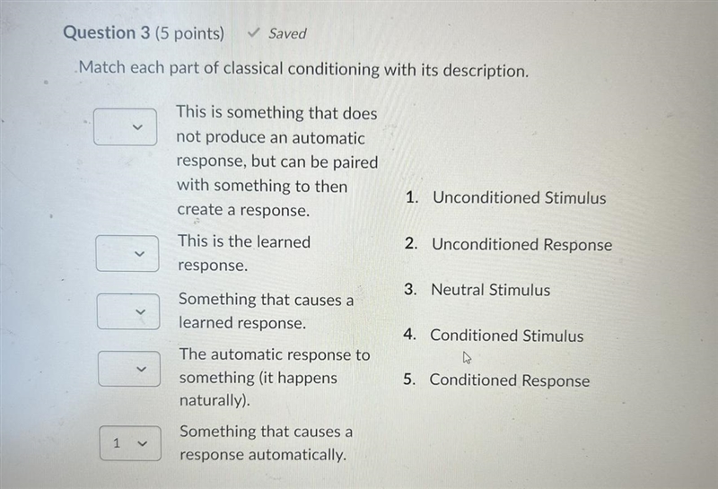 Match each part of classical conditioning with its description a) This is something-example-1