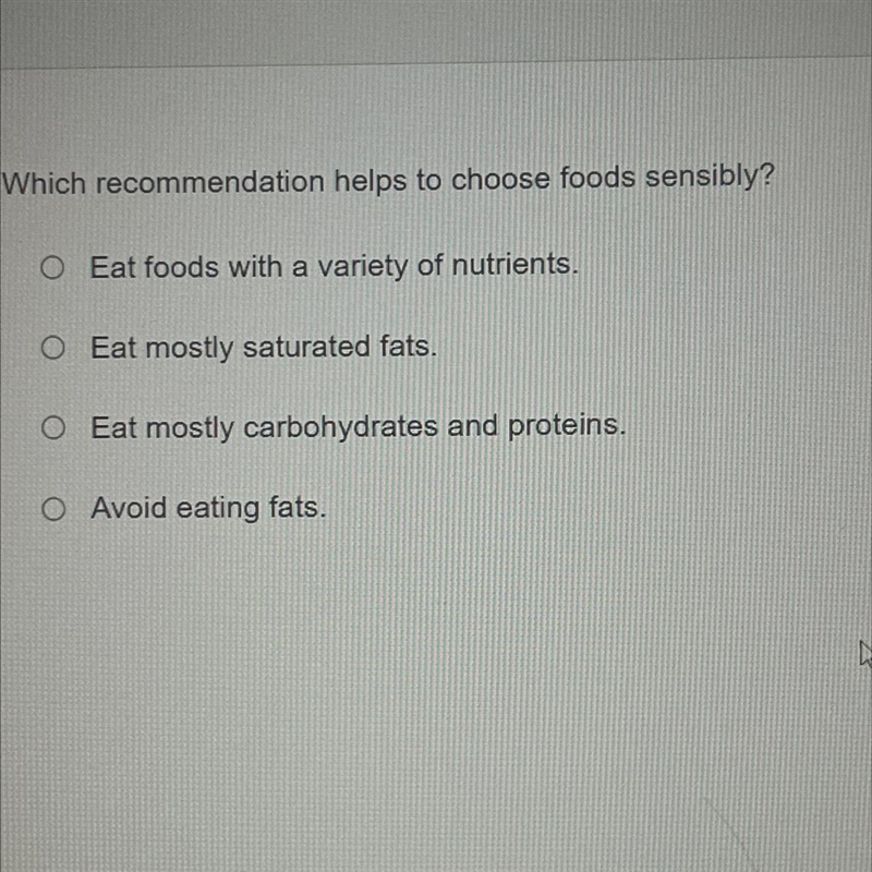 Which recommendation helps to choose foods sensibly?-example-1