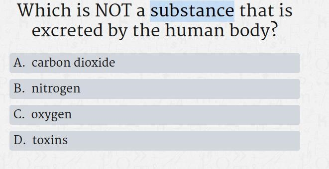 Which is NOT a substance that is excreted by the human body?-example-1