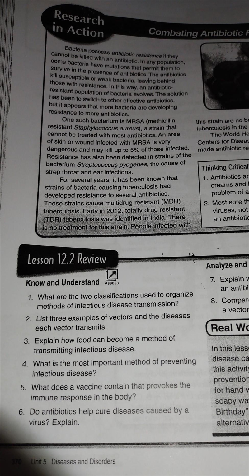 Lesson 12.2 review question 3 explain how food can become a method of transmitting-example-1