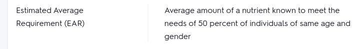 The _____ is the amount of nutrients needed by half of the people in any one age group-example-1