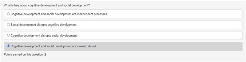What is true about cognitive development and social development? a. Cognitive development-example-1