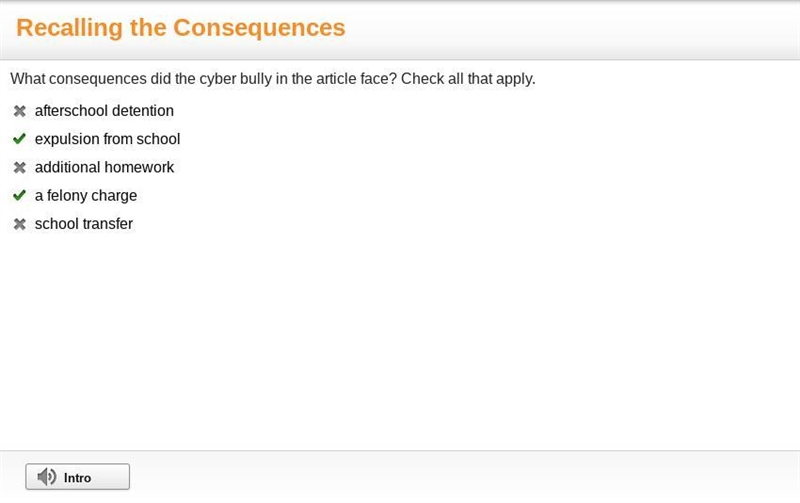 What consequences did the cyber bully in the article face? Check all that apply. Afterschool-example-1