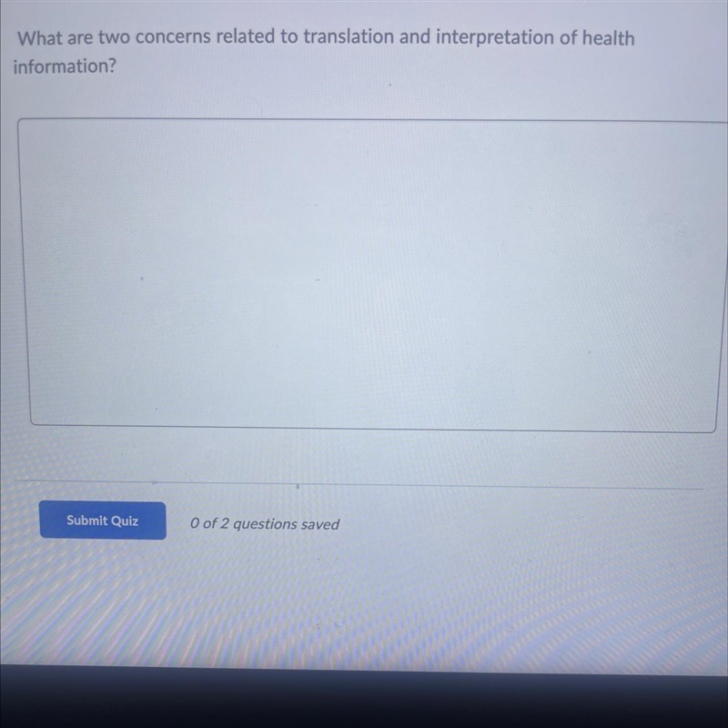 What are two concerns related to translation and interpretation of health information-example-1