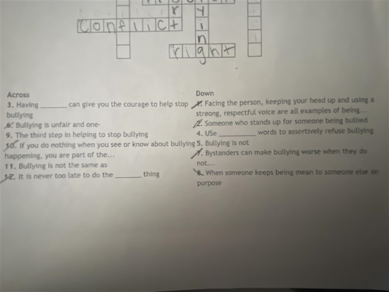 IGNORE WRITING! can someone help me solve this crossword puzzle?-example-2