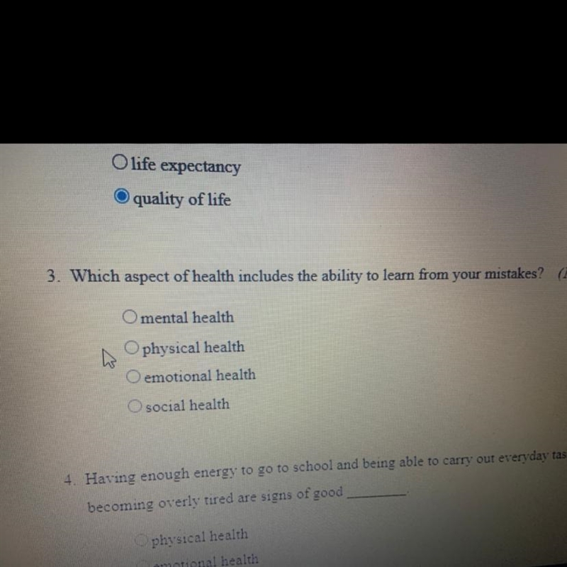 Which aspect of health includes the ability to learn from your mistakes? A mental-example-1