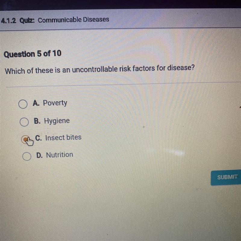 Which of these is an uncontrollable risk factors for disease?-example-1