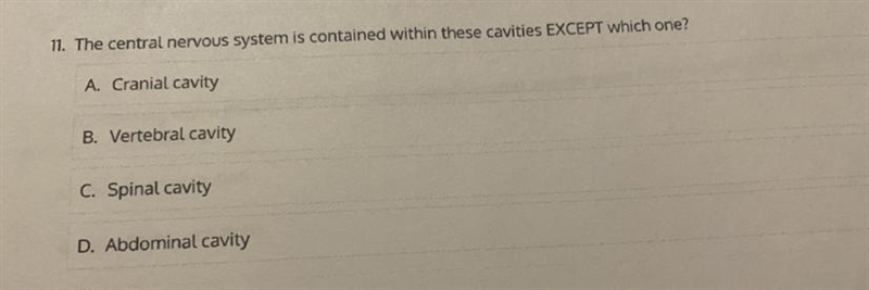 In the central nervous system is contained within these cavities except which one-example-1