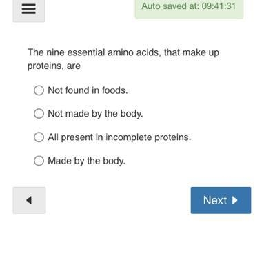 The nine essential amino acids, that make up proteins, are-example-1