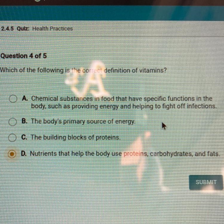 Which of the following is the correct definition of vitamins?-example-1