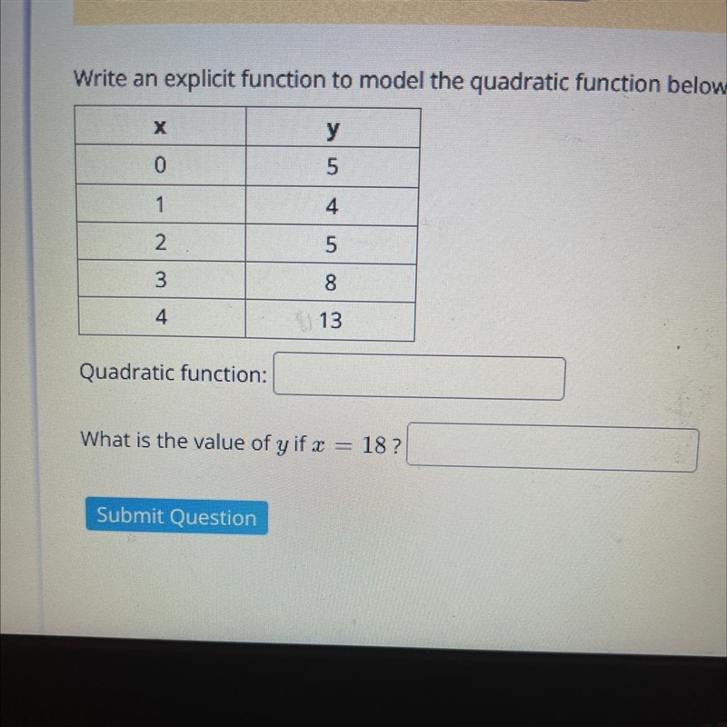 Write an explicit function to model the quadratic function below. Quadratic function-example-1