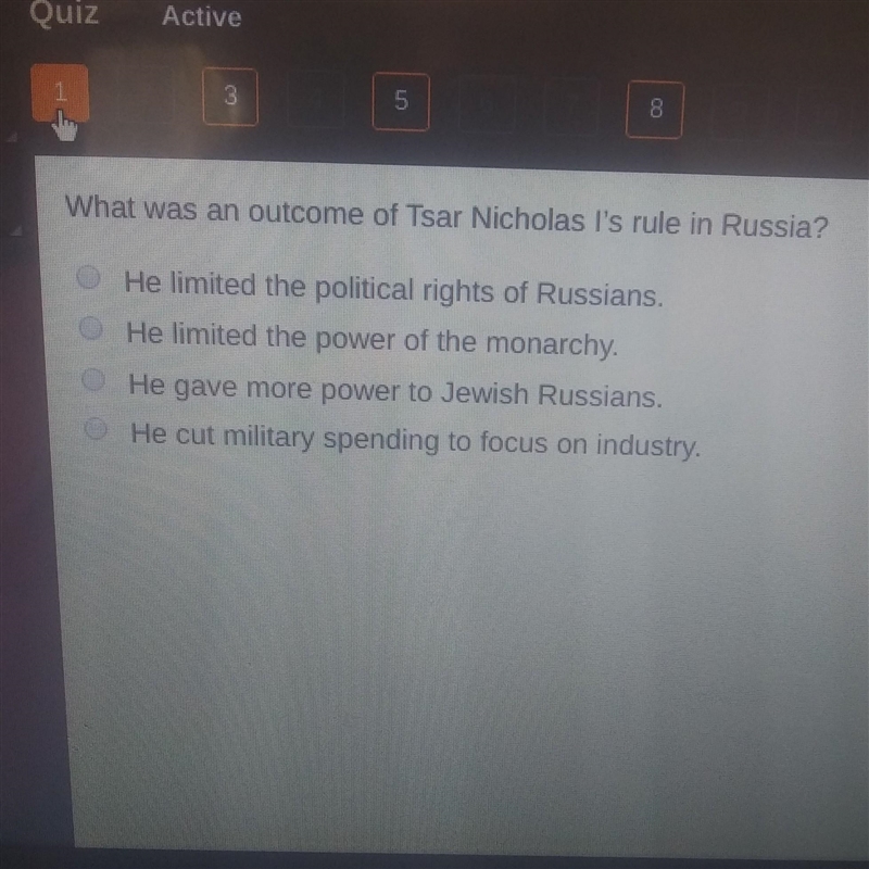 What was an outcome of tsar Nicholas I'd rule in Russia? ​-example-1